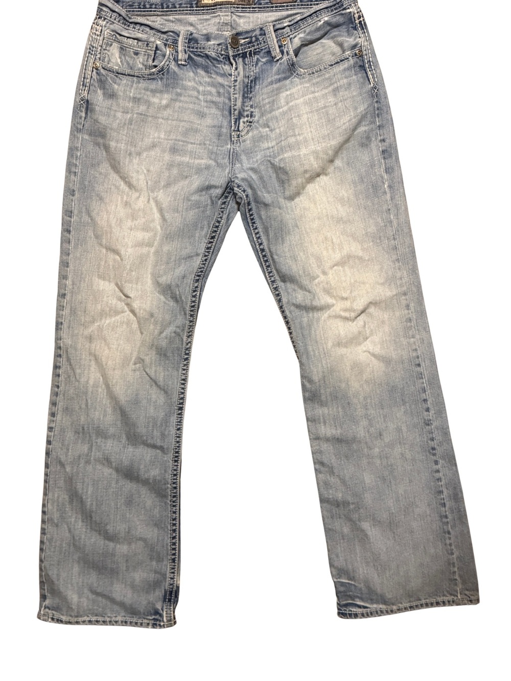 BKE Men's Faded Light Blue Straight Jeans - 36 Long